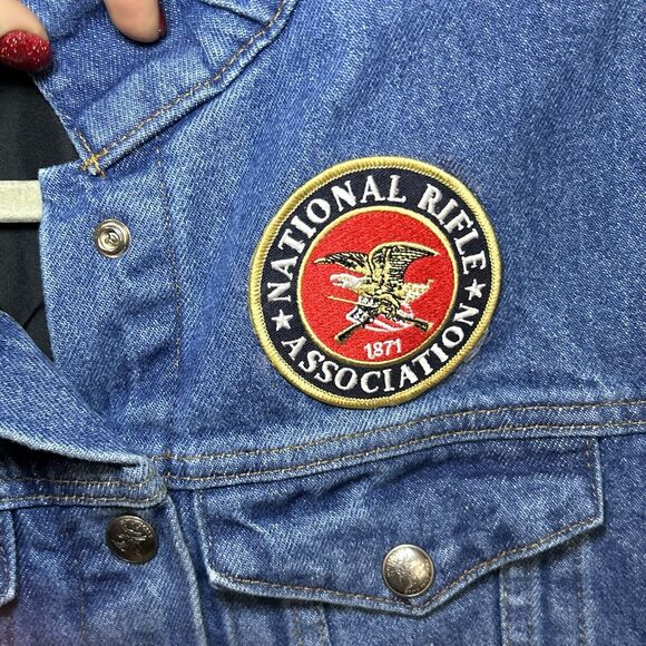 NRA Gear Women’s Denim Trucker Jean Jacket Concealed Carry Sz L made In USA - Picture 3 of 11